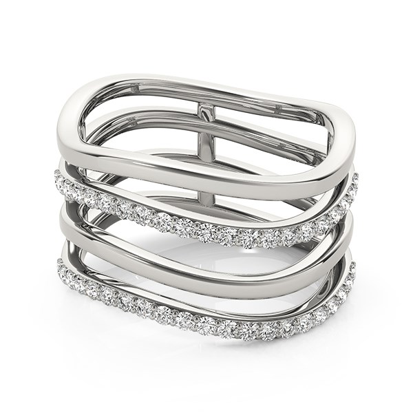14k White Gold Multiple Band Design Ring with Diamonds (3/8 cttw) - alternate view 2
