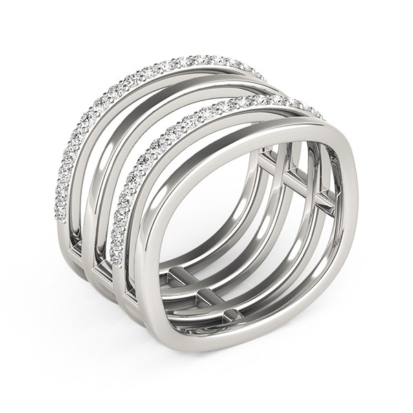 14k White Gold Multiple Band Design Ring with Diamonds (3/8 cttw) - alternate view 3