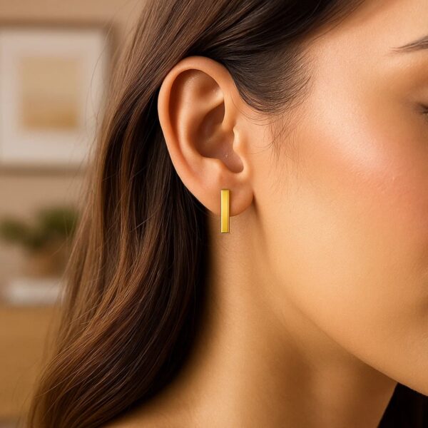 Bar Post Earrings in 14k Yellow Gold - alternate view 2