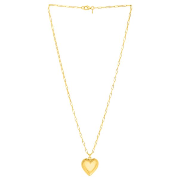 Sterling Silver Gold Plated Puffed Heart Pendant - alternate view 2