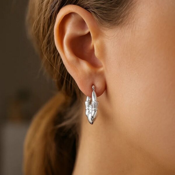 14K White Gold Claddagh Symbol Hoop Earrings - alternate view 3