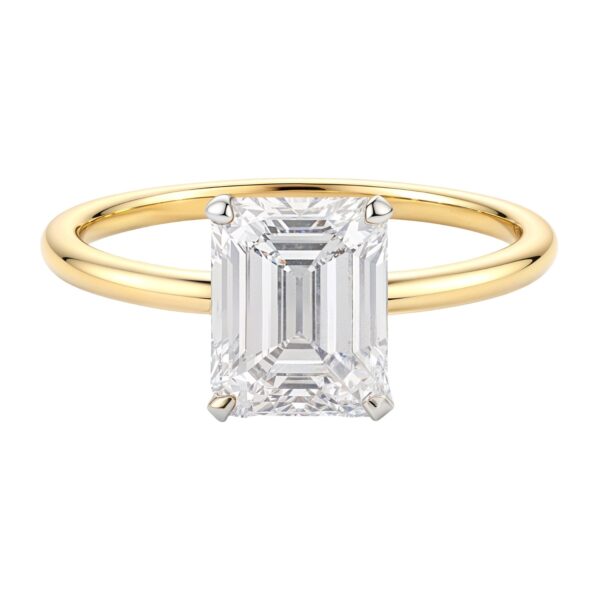 2 Carat Emerald Lab Grown IGI G/VS1 Diamond Solitaire Ring in 10K Yellow Gold - alternate view 3