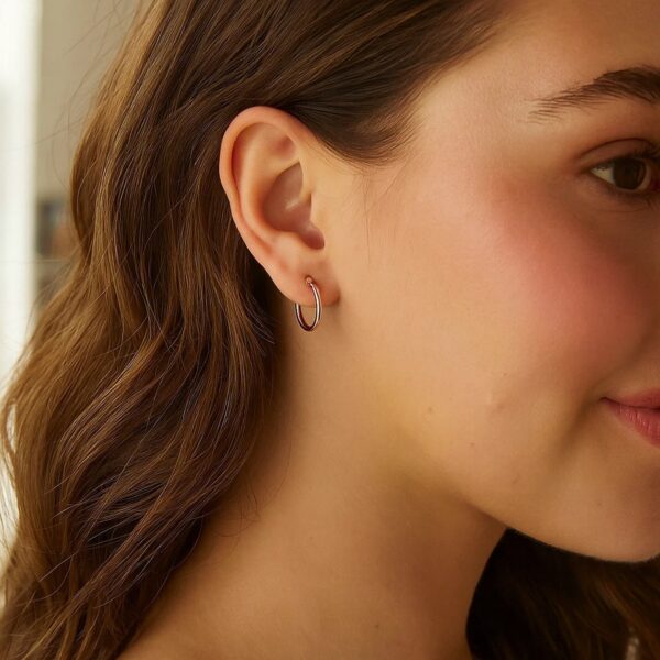 Classic Hoop Earrings in 14K Rose Gold (2x15 mm) - alternate view 2