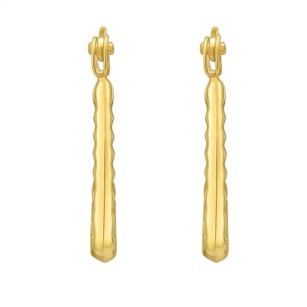 14K Yellow Gold Round Back to Back Hoop Earrings - alternate view 2
