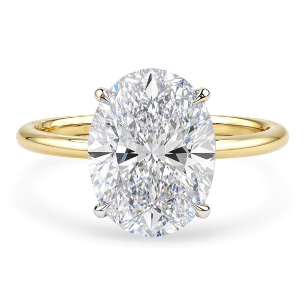 3 Carat Oval Lab Grown IGI G/VS1 Diamond Solitaire Ring in 14K Yellow Gold - alternate view 2