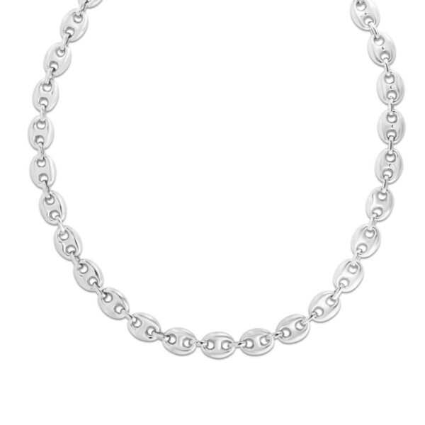 Sterling Silver Rhodium Plated Puffed Mariner Chain (9.20 mm) - alternate view 2