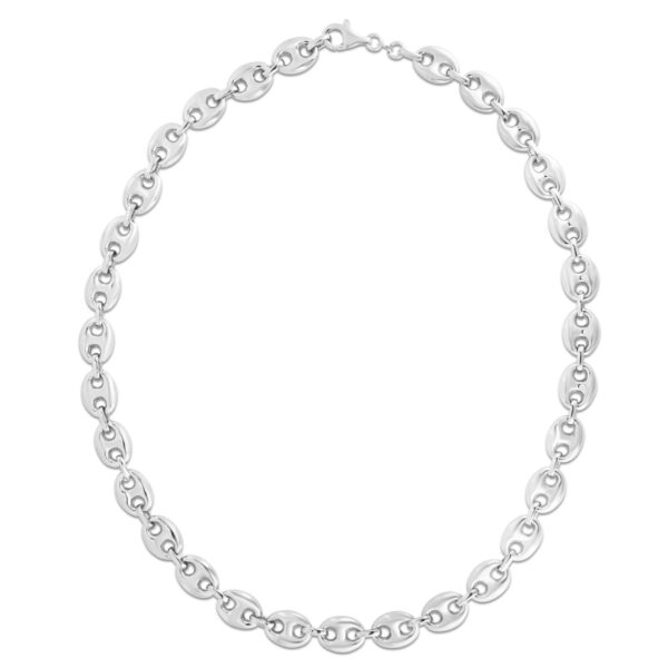 Sterling Silver Rhodium Plated Puffed Mariner Chain (9.20 mm) - alternate view 3