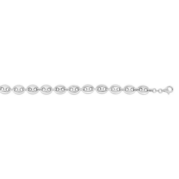 Sterling Silver Rhodium Plated Puffed Mariner Chain (9.20 mm) - alternate view 4