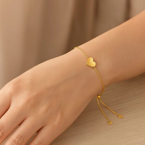 14k Yellow Gold Adjustable Heart Bracelet (0.90 mm) - alternate view 5