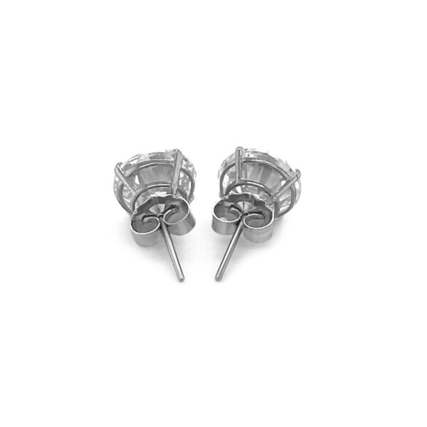 14k White Gold Round CZ Stud Earrings(8mm) - alternate view 3