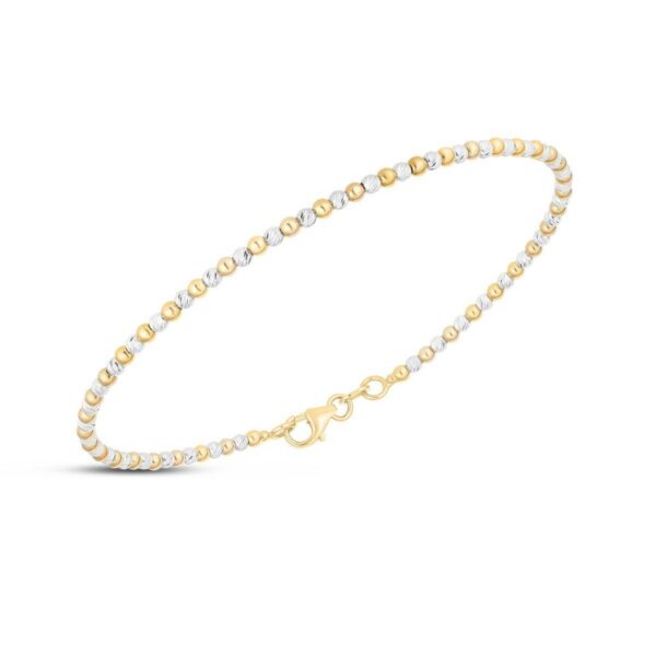 14K Two Tone Gold Pallina Bead Bracelet (2.10 mm) - Two-Tone Gold - alternate view 2