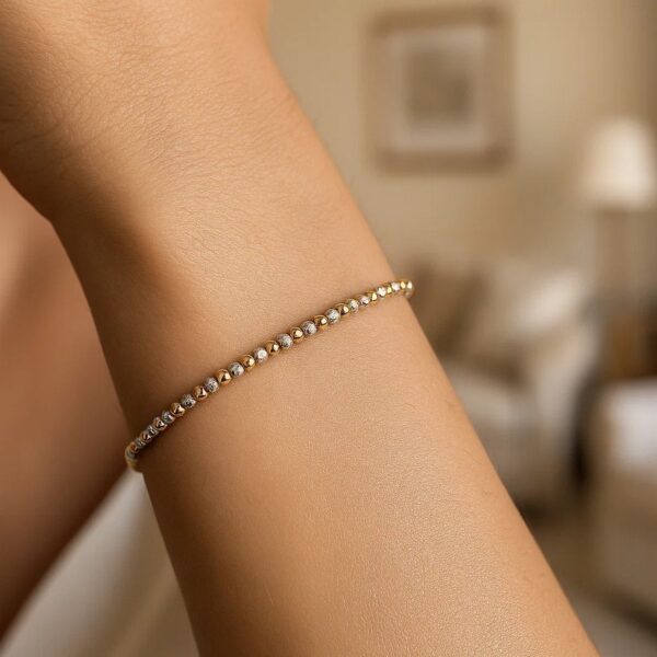 14K Two Tone Gold Pallina Bead Bracelet (2.10 mm) - Two-Tone Gold - alternate view 4