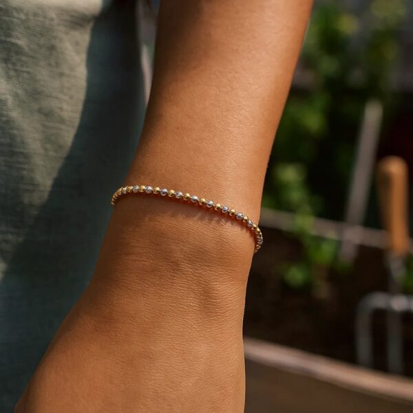 14K Two Tone Gold Pallina Bead Bracelet (2.10 mm) - Two-Tone Gold - alternate view 5