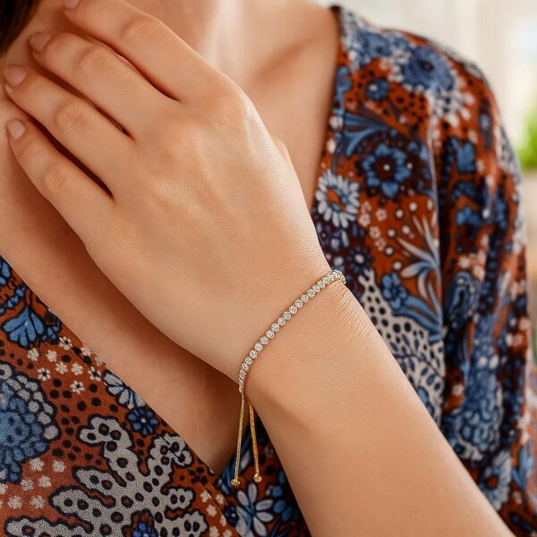 Adjustable Tennis Style Bracelet with Cubic Zirconia in Sterling Silver(5.10 mm) - alternate view 5