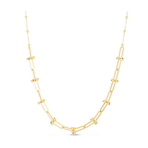 14k Yellow Gold Beaded U Link Chain Necklace - alternate view 2