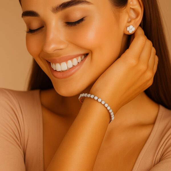 Lab Grown Round Diamond Tennis Bracelet in 14k Yellow Gold(5 cctw F/G VS2/SI1) - F-G - alternate view 4