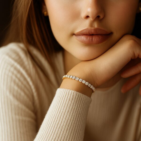 Lab Grown Round Diamond Tennis Bracelet in 14k Yellow Gold(5 cctw F/G VS2/SI1) - F-G - alternate view 5