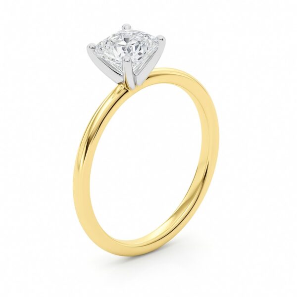 1 Carat Cushion Lab Grown IGI G/VS1 Diamond Solitaire Ring in 14K Yellow Gold - alternate view 2