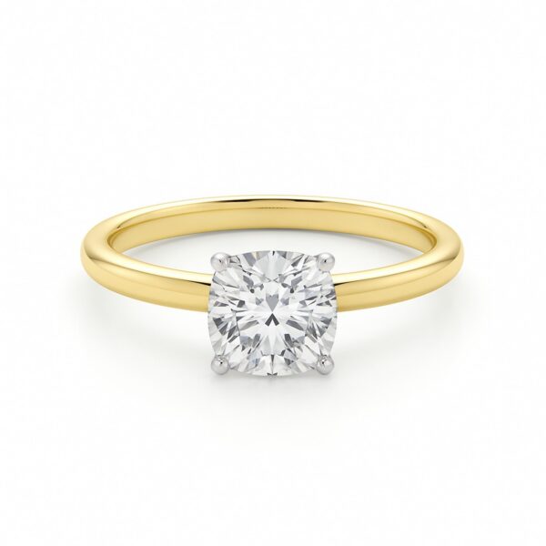 1 Carat Cushion Lab Grown IGI G/VS1 Diamond Solitaire Ring in 14K Yellow Gold - alternate view 3
