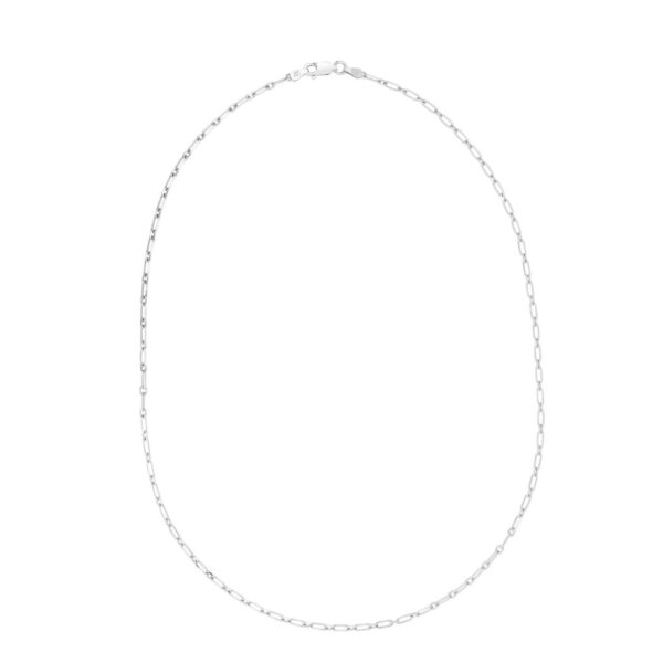 Sterling Silver Rhodium Plated Petite Alternating Paperclip Chain (2.30 mm) - alternate view 2