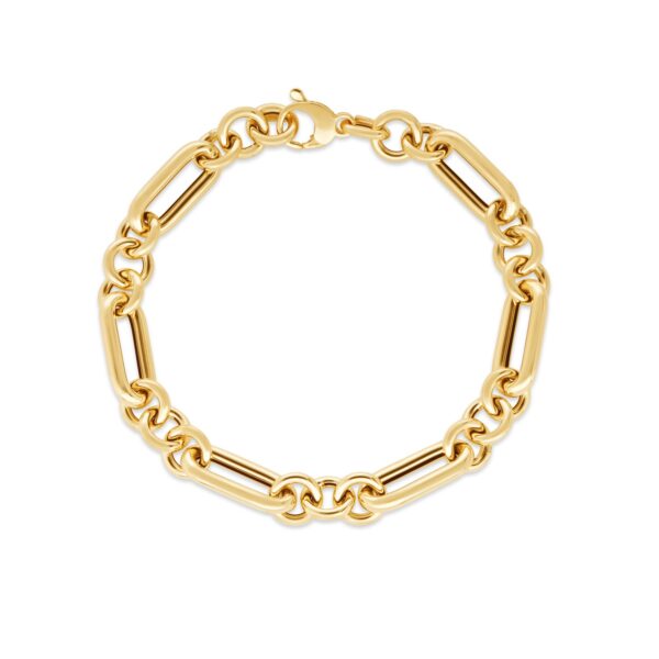 14k Yellow Gold Italian Alternating Paperclip Round Links Bracelet (8.00 mm) - alternate view 2