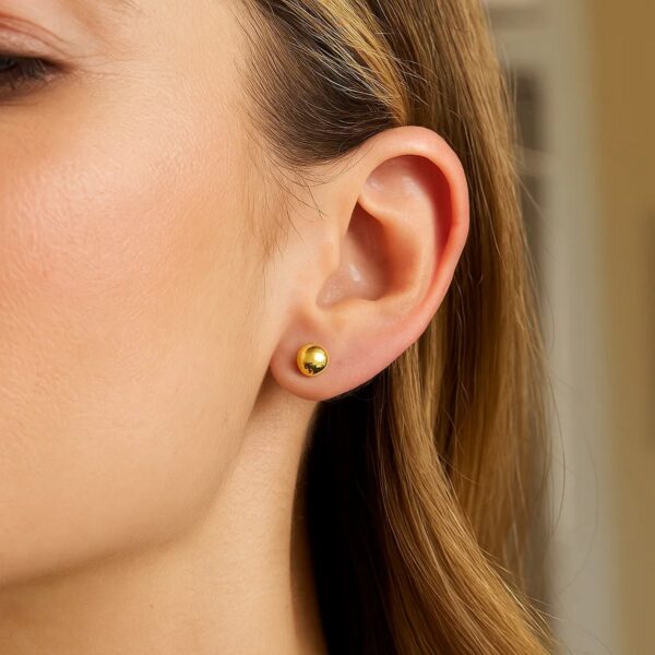 14k Yellow Gold Round Stud Earrings (6.0 mm) - alternate view 4