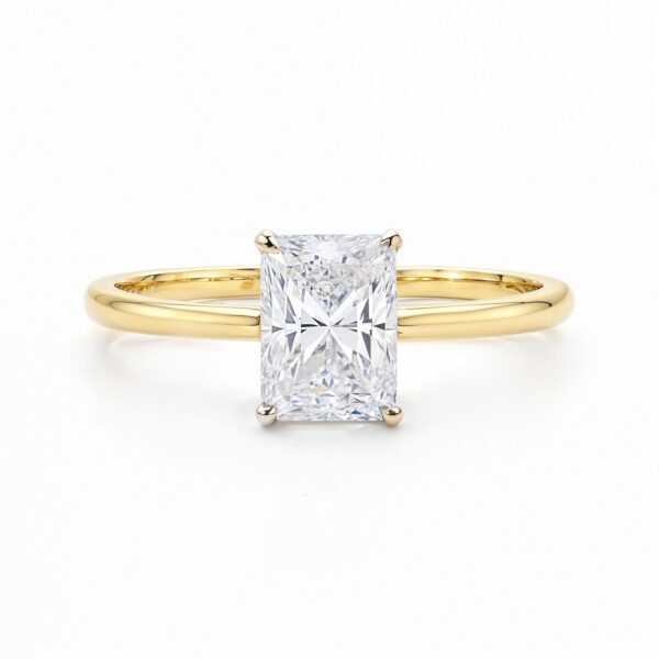 1.50Ct Radiant Lab Grown IGI G/VS1 Diamond Ring in 14K Yellow Gold - alternate view 3