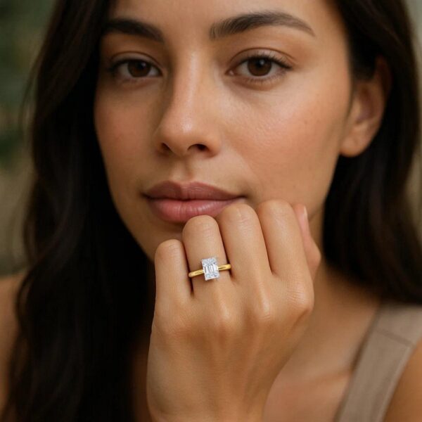 1.50Ct Radiant Lab Grown IGI G/VS1 Diamond Ring in 14K Yellow Gold - alternate view 5