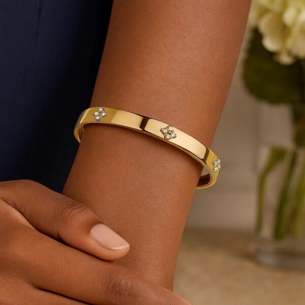 14k Yellow Gold Trilogy Diamond Bangle (5.40 mm) - J - alternate view 4
