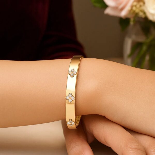14k Yellow Gold Trilogy Diamond Bangle (5.40 mm) - J - alternate view 5