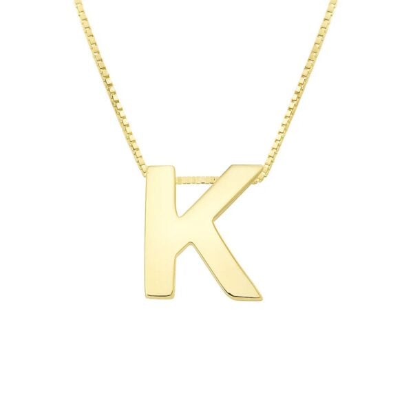 14K Yellow Gold Yours Truly Block Letter Initial K Necklace - alternate view 2
