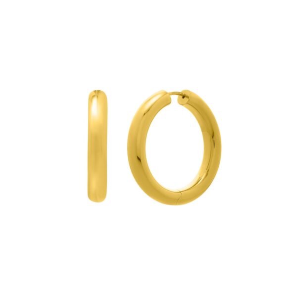 Sterling Silver Yellow Gold Plated Round Hoop Earrings - alternate view 2