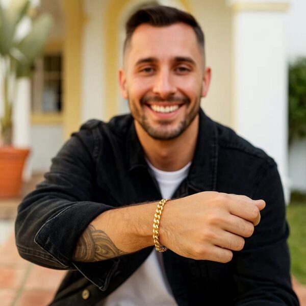 14k Yellow Gold Semi Solid Miami Cuban Bracelet (6.60 mm) - alternate view 5