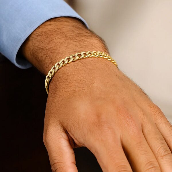 10k Yellow Gold Semi Solid Miami Cuban Bracelet (5.00 mm) - alternate view 5