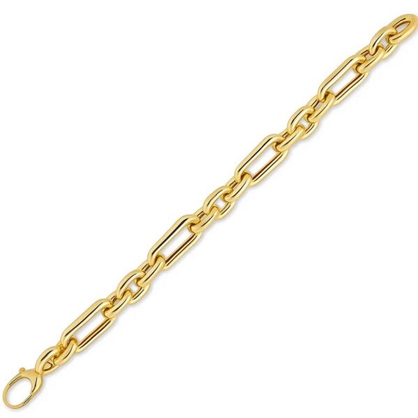14k Yellow Gold Italian Alternating Paperclip Oval Links Bracelet (9.30 mm)