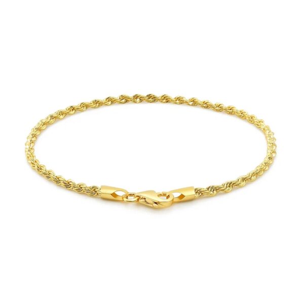 10k Yellow Gold Solid Diamond Cut Rope Bracelet (2.50 mm) - alternate view 3