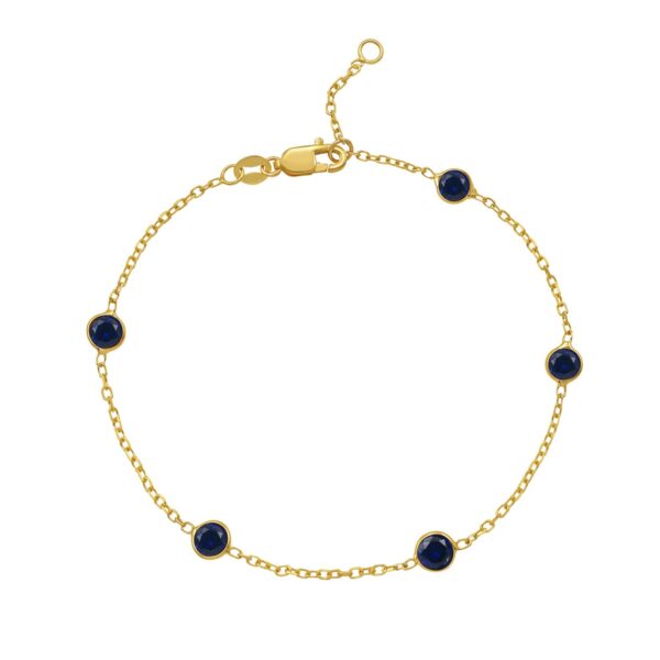 14K Yellow Gold Blue Sapphire Station Bracelet - alternate view 2