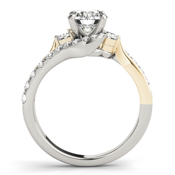 14k White And Yellow Gold Round Bypass Diamond Engagement Ring (1 1/2 cttw) - Two-Tone Gold - alternate view 2