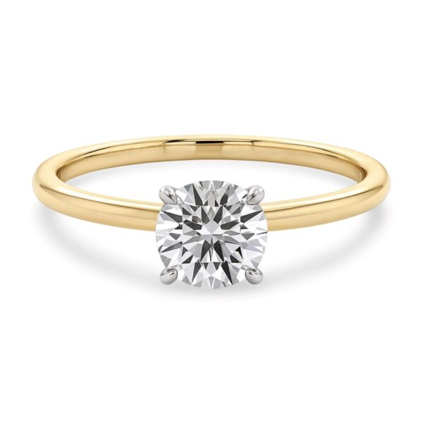 3/4 Carat Round Lab Grown IGI G/VS1 Diamond Solitaire Ring in 10K Yellow Gold - alternate view 2