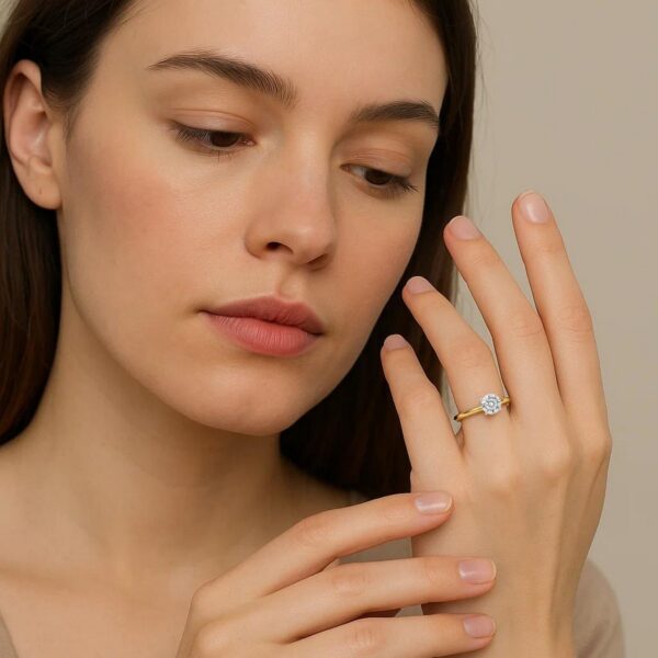 3/4 Carat Round Lab Grown IGI G/VS1 Diamond Solitaire Ring in 10K Yellow Gold - alternate view 4