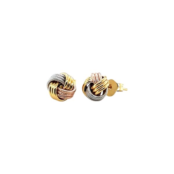 Love Knot Post Earrings in 14k Tri Color Gold - Tri-Color Gold - alternate view 2