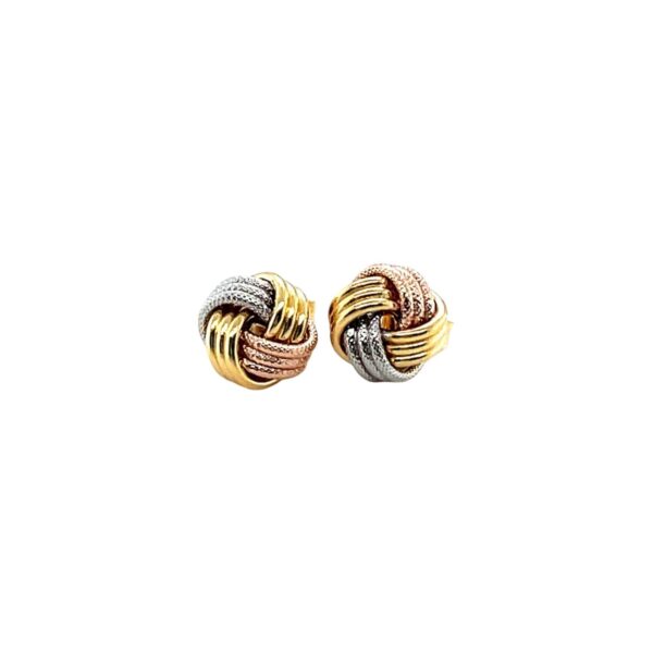 Love Knot Post Earrings in 14k Tri Color Gold - Tri-Color Gold - alternate view 3