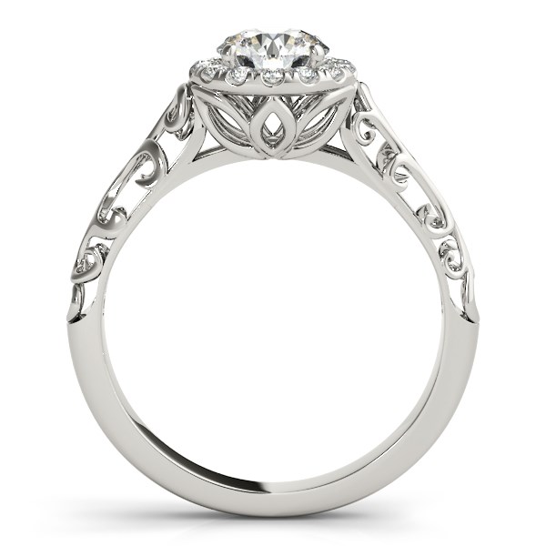 14k White Gold Halo Antique Style Round Diamond Engagement Ring (5/8 cttw) - alternate view 2