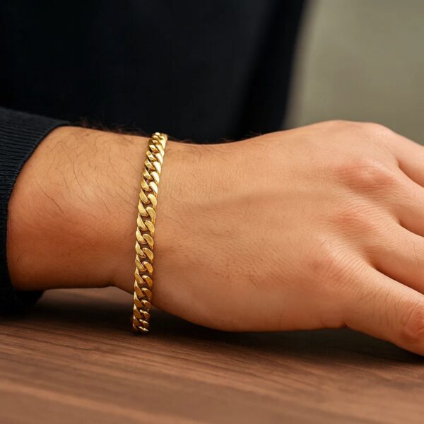 14k Yellow Gold Semi Solid Miami Cuban Bracelet (5.00 mm) - alternate view 5
