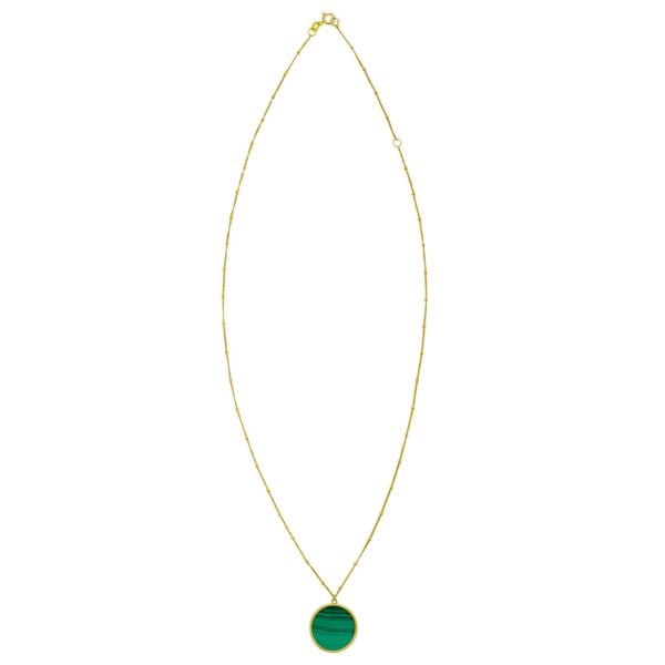 14K Yellow Gold Malachite Inlay Circle Necklace - alternate view 2