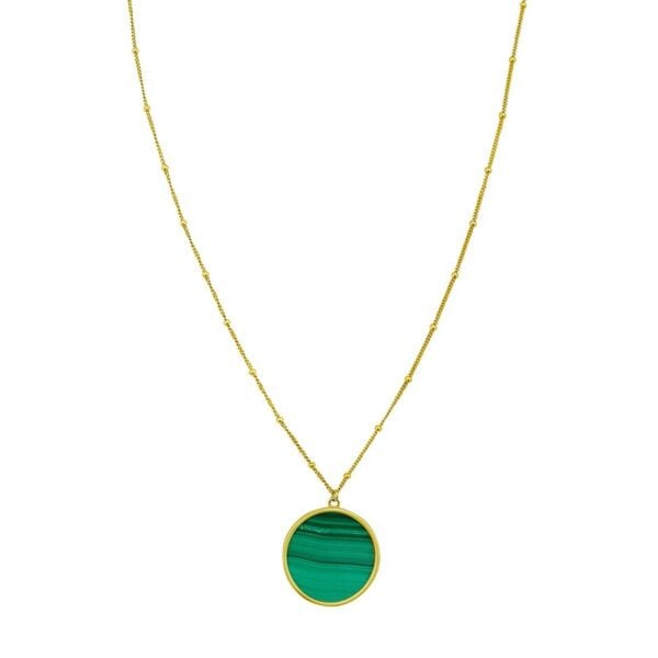 14K Yellow Gold Malachite Inlay Circle Necklace - alternate view 3
