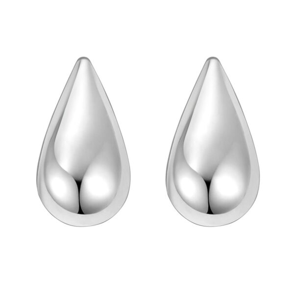 Sterling Silver Rhodium Plated Puffed Teardrop Earrings - alternate view 2