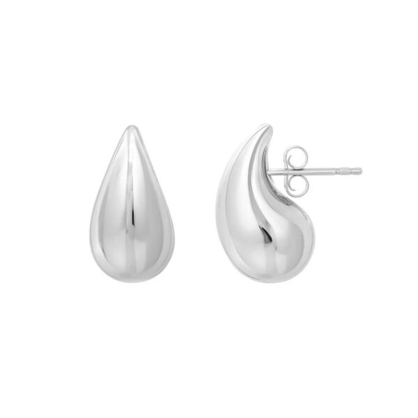 Sterling Silver Rhodium Plated Puffed Teardrop Earrings - alternate view 3