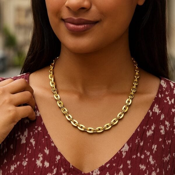 14K Yellow Gold Mirror Rolo Link Chain Necklace (7.30 mm) - alternate view 5