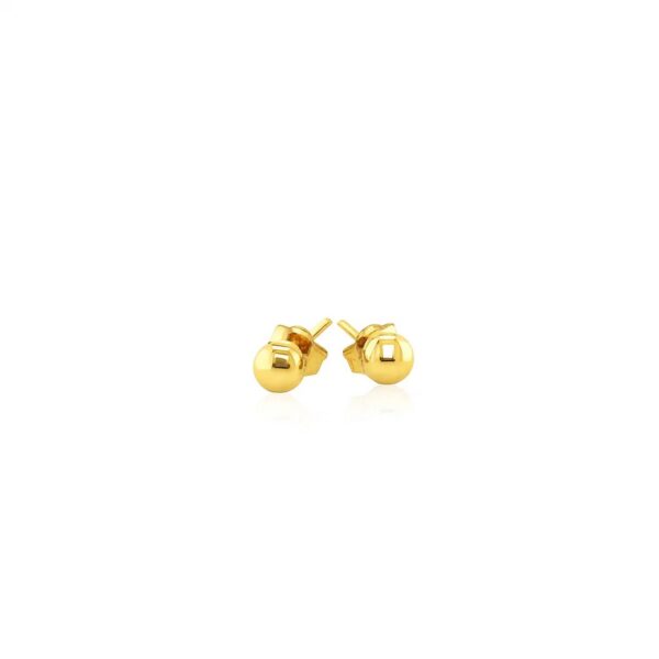 14k Yellow Gold Ball Style Stud Earrings (4mm) - alternate view 2